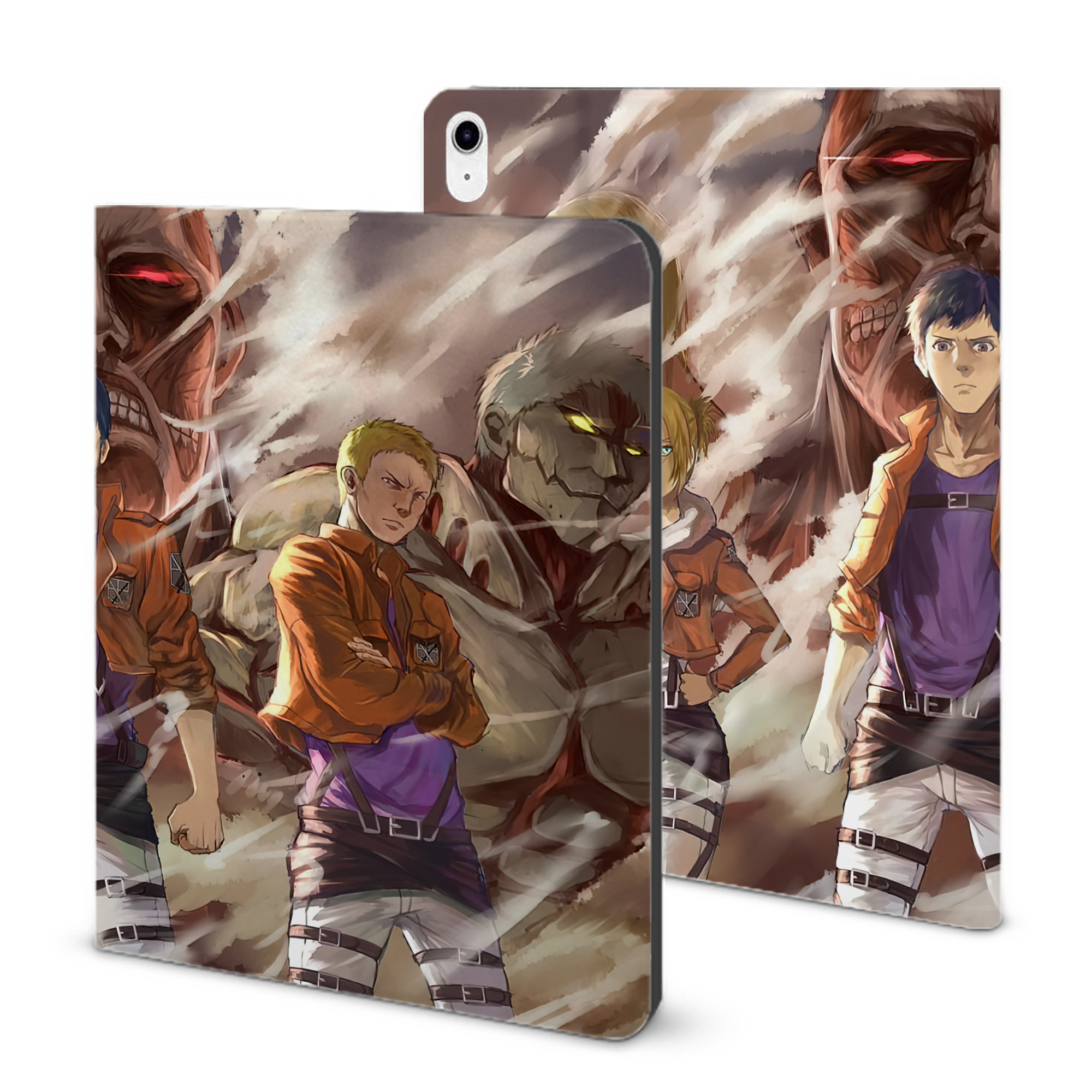 （画像用） 進撃の巨人 Attack on Titan IPad ケース ブック型 PUレザー TPU 耐衝撃 軽量 薄型 ペン収納なし 全面保護 IPad 各モデル対応